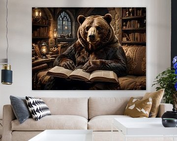 Un vieil ours lit un livre sur Eye on You