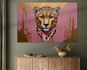 Goldener Glanz Leopard Moderne Kunst von De Muurdecoratie