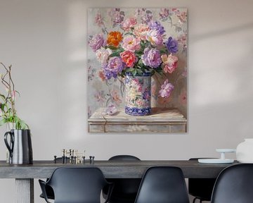 Bouquet de pivoines dans un vase, couleurs pastel sur Studio Allee
