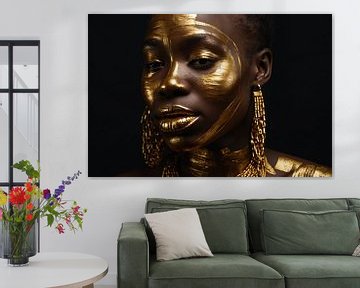 Elegante Gouden Portret van een Vrouw van De Muurdecoratie