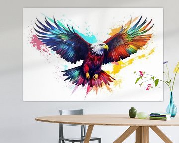 Weißkopfseeadler in bunten Regenbogenfarben auf weißem Hintergrund von Animaflora PicsStock