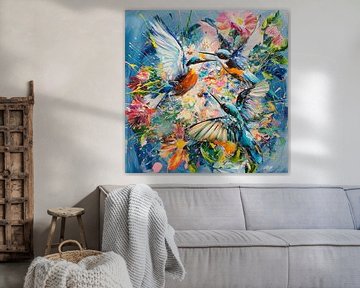 Lentedroom ijsvogel splash art kleurrijk van Mel Digital Art