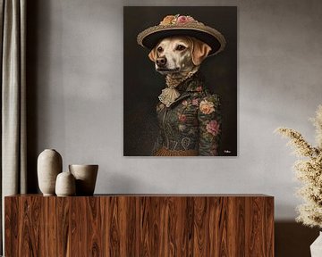 dog in Victorian dress by Gelissen Artworks