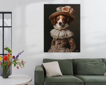 dog in Victorian dress