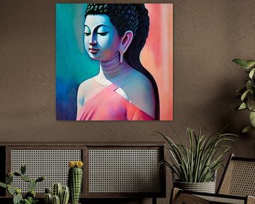 Buddha in pastel colours. by Ineke de Rijk