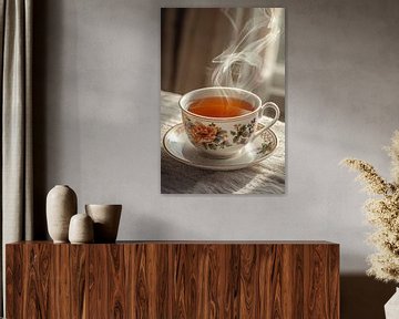 eine Tasse heißen Tee trinken