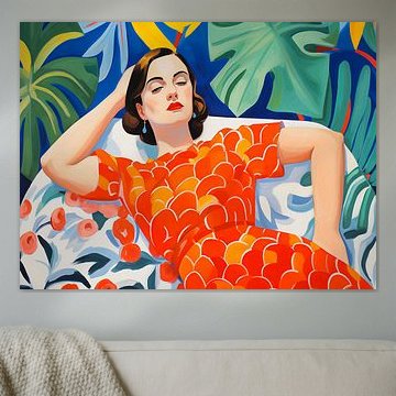 Femme Matisse avec robe d'été sur haroulita