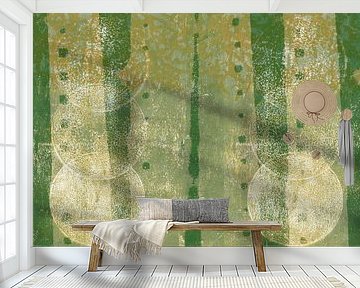Modern abstract art. Shapes in green.