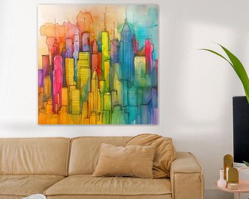 Skyline abstract and colourful by Black Coffee