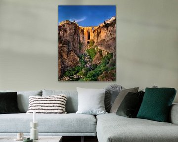 Gorge de Ronda en Espagne en Andalousie en format vertical sur Voss Fine Art Fotografie