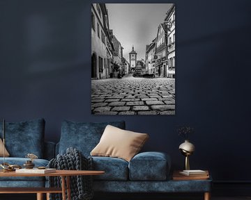 Die historische Altstadt von Rothenburg ob der Tauber in schwarz-weiß von Manfred Voss, Schwarz-weiss Fotografie