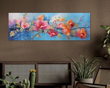 abstract olieverfschilderij bloemen, bladeren kunstontwerp van Animaflora PicsStock