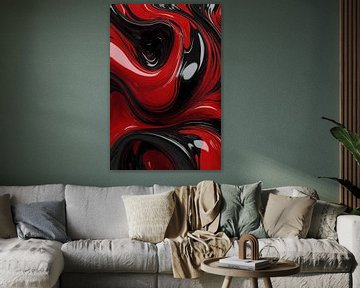 Dynamische Rode en Zwarte Abstractie van Art & Soul Creations
