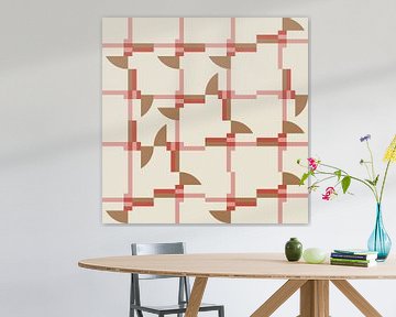 Motif géométrique abstrait moderne en rose corail, marron et blanc.  4 sur Dina Dankers