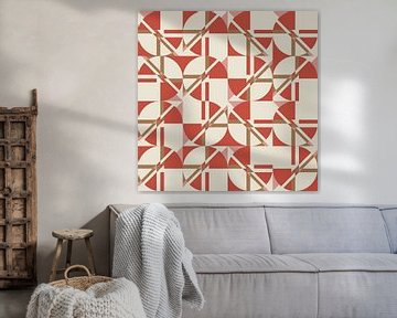 Modern abstract geometrisch patroon in koraalroze, bruin en wit nr.  7 van Dina Dankers