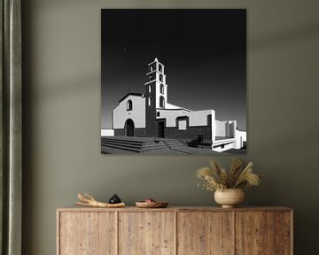 Church in graphic black and white on the Canary Island of Tenerife by Stephaniek Putman