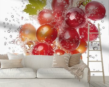 Close up of grapes falling into water by Black Coffee