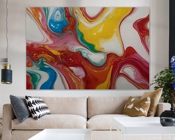 Danse de couleurs dans un style abstrait sur De Muurdecoratie