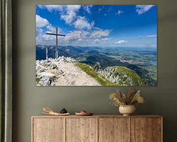 Panorama vanaf de Säuling, 2047m, tot Füssen en het merenlandschap in de Allgäu