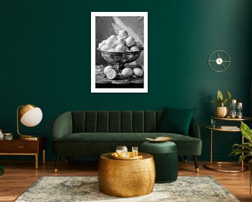 Still life with lemons in antique brass bowl by Felix Brönnimann