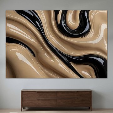 Dynamische Abstractie in Zwart en Beige