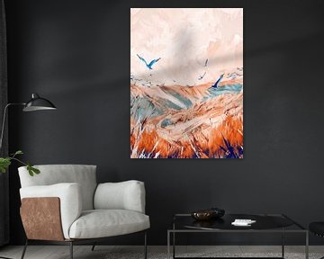 Flying birds in the dunes by Artsy