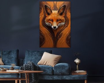 Fiery Fox - Design moderne dans des tons chauds sur De Muurdecoratie