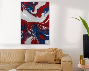 Abstracte Golf van Rood, Wit en Blauw van De Muurdecoratie