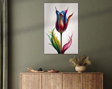 Modern Colourful Tulip in Liquid Style by De Muurdecoratie