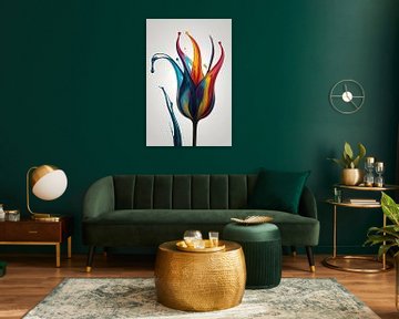 Dynamic Abstract Flower Silhouette in Colour by De Muurdecoratie