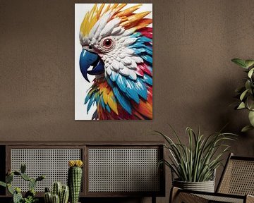 Perroquet coloré dans un style d'art moderne sur De Muurdecoratie