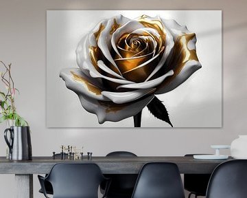 Golden Rose Elegance in Monochrome by De Muurdecoratie