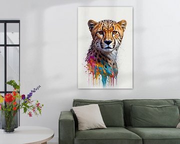 Abstract Cheetah in Colour Explosion by De Muurdecoratie