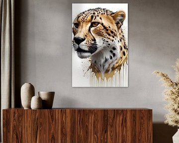 Dynamic Abstraction of Leopard in Gold tones by De Muurdecoratie