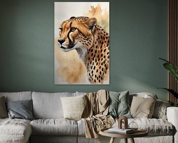 Waterverf Cheetah Portret in Kleur van De Muurdecoratie