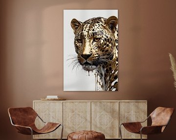 Gold Leopard in Art Nouveau Style by De Muurdecoratie