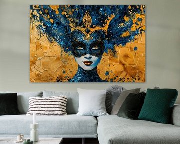 Vrouw Masker Goud | Azure Masquerade van Kunst Kriebels