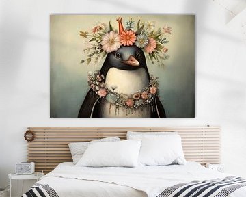 Peinture de fleurs de pingouin sur Peinture Abstraite