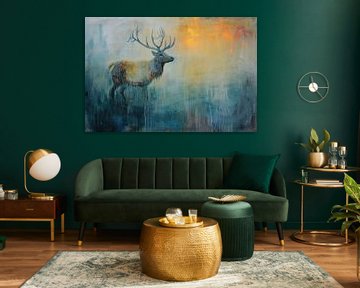 Abstract Deer Blue | Stag Solace sur Caprices d'Art