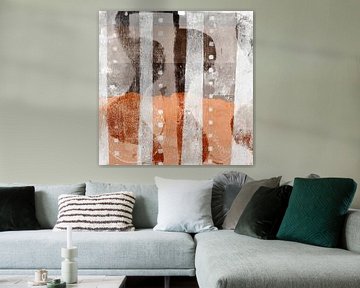 Modern abstract art. Shapes in terra, taupe and white. by Dina Dankers