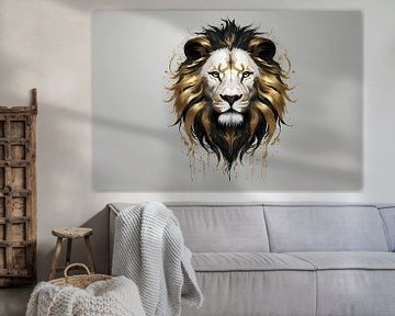 The Lion, Royal and Gold by De Muurdecoratie