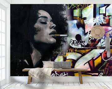 Smoking - Street Art Graffiti van Marja van den Hurk
