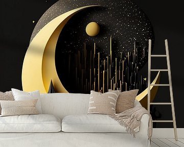 3d kunst gouden maan