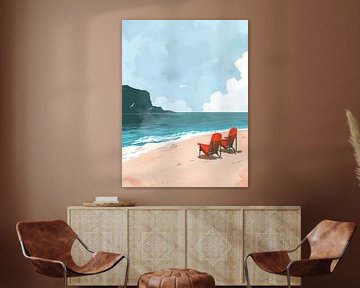 The red chairs on the beach by Gypsy Galleria