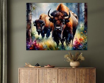 Wildlife in Watercolor – Bison 3 by Johanna's Art