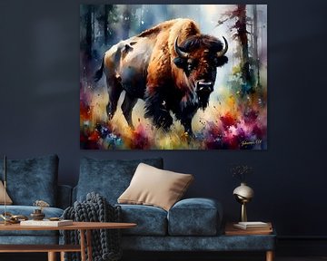 Wildlife in Watercolor – Bison 5 by Johanna's Art