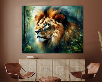 Wildtiere in Aquarell - Lion 4 von Johanna's Art