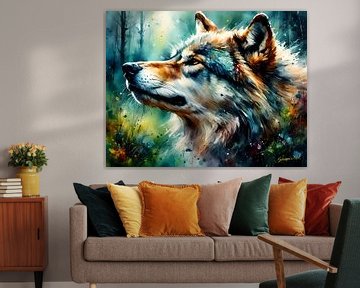 Wildtiere in Aquarell - Wolf 2 von Johanna's Art