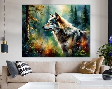 Wildtiere in Aquarell - Wolf 4 von Johanna's Art