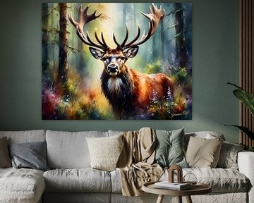 Wildlife in Watercolor - Stag 5 by Johanna's Art
